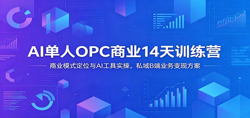 AI单人OPC商业14天训练营:商业模式定位与AI工具实操,私域B端业务变现方案-摇钱树