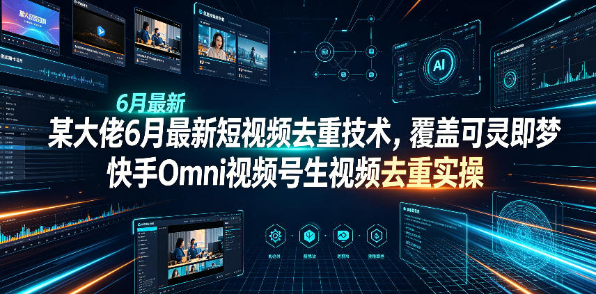 某大佬6月最新短视频去重技术,覆盖可灵即梦快手Omni视频号生视频去重实操-轻创驿站