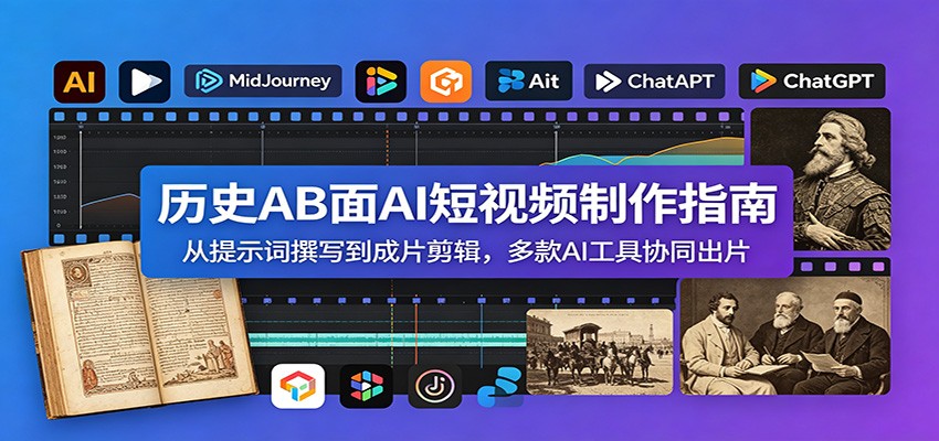 历史AB面AI短视频制作指南：从提示词撰写到成片剪辑，多款AI工具协同出片-创盈汇聚