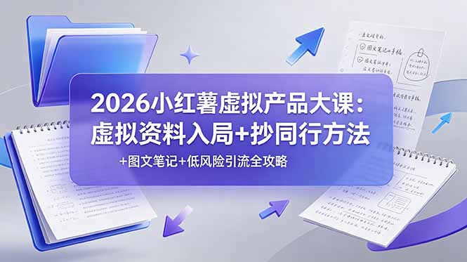 2026小红薯虚拟产品大课：虚拟资料入局+抄同行方法+图文笔记+低风险引流全攻略-摇钱树