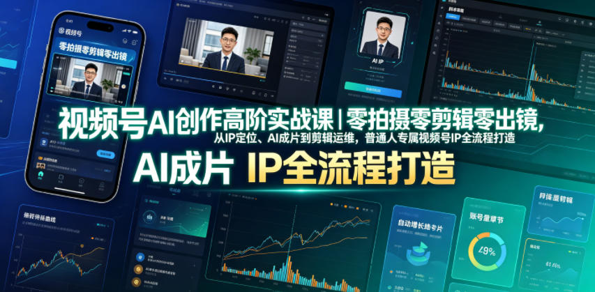 视频号AI创作高阶实战课｜零拍摄零剪辑零出镜，从IP定位、AI成片到剪辑运维，普通人专属视频号IP全流程打造-摇钱树