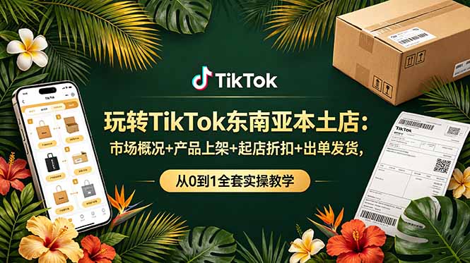 玩转TikTok东南亚本土店：市场概况+产品上架+起店折扣+出单发货，从0到1全套实操教学-摇钱树