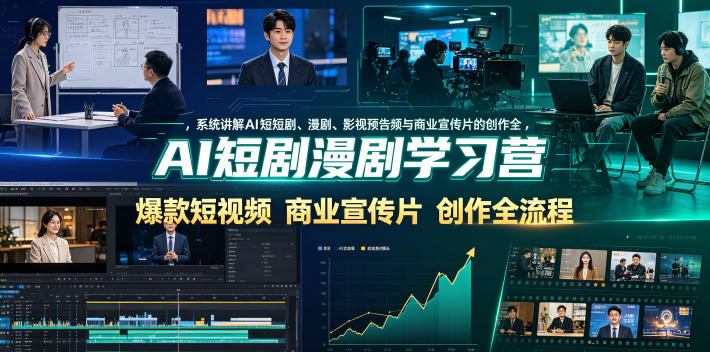 AI短剧漫剧学习营，系统讲解AI短剧、漫剧、影视预告片、爆款短视频与商业宣传片的创作全流程-徕钱快