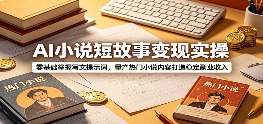 AI小说短故事变现实操：零基础掌握写文提示词，量产热门小说内容打造稳定副业收入-徕钱快