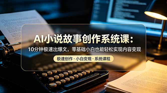 AI小说故事创作系统课：10分钟极速出爆文，零基础小白也能轻松实现内容变现-摇钱树