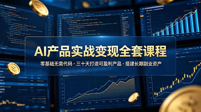 AI产品实战变现全套课程，零基础无需代码，三十天打造可盈利产品搭建长期副业资产-摇钱树