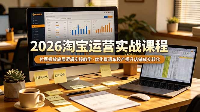 2026 淘宝运营实战课程，付费投放底层逻辑实操教学，优化直通车投产提升店铺成交转化-摇钱树