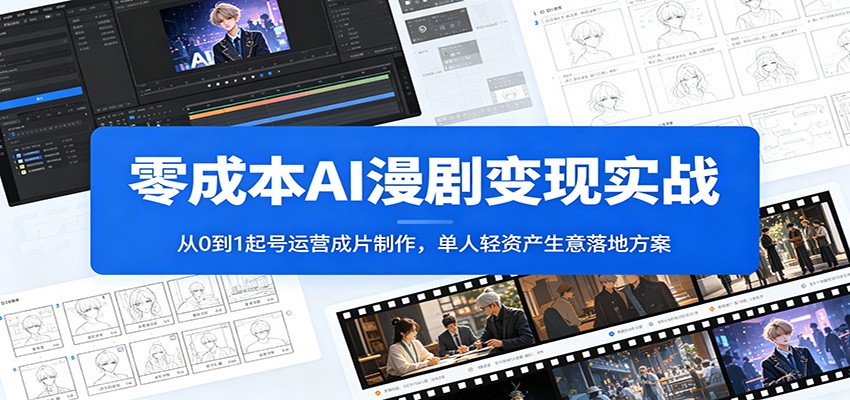 零成本AI漫剧变现实战：从0到1起号运营成片制作，单人轻资产生意落地方案-摇钱树