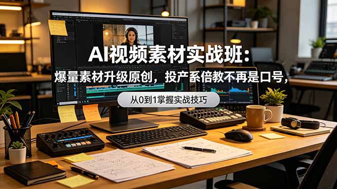 AI视频素材实战班：爆量素材升级原创，投产翻倍不再是口号，0-1系统教学实战落地-摇钱树