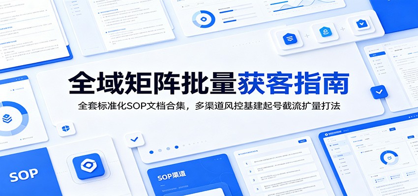 全域矩阵批量获客指南：全套标准化SOP文档合集，多渠道风控基建起号截流扩量打法-财哥网创-全网最新项目自助网站