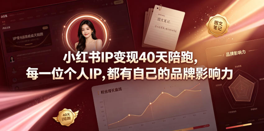 小红书IP变现40天陪跑，每一位个人IP，都有自己的品牌影响力-摇钱树
