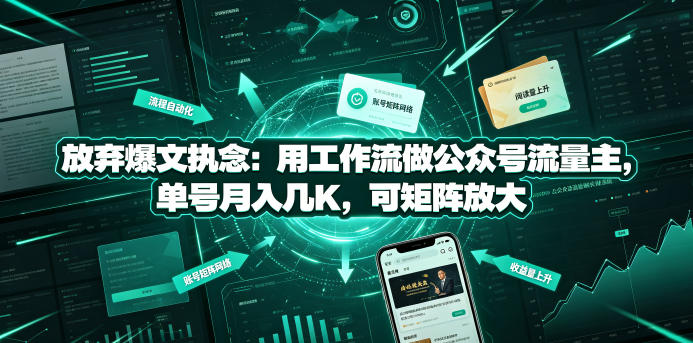 放弃爆文执念：用工作流做公众号流量主，单号月入几K，可矩阵放大-摇钱树