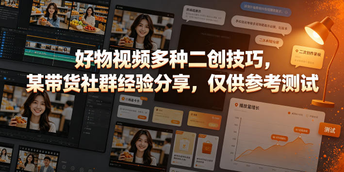 好物视频多种二创技巧，某带货社群经验分享，仅供参考测试-摇钱树