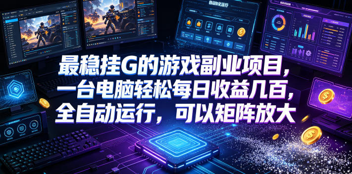 最稳挂G的游戏副业项目，一台电脑轻松每日收益几百，全自动运行，可以矩阵放大【揭秘】-徕钱快