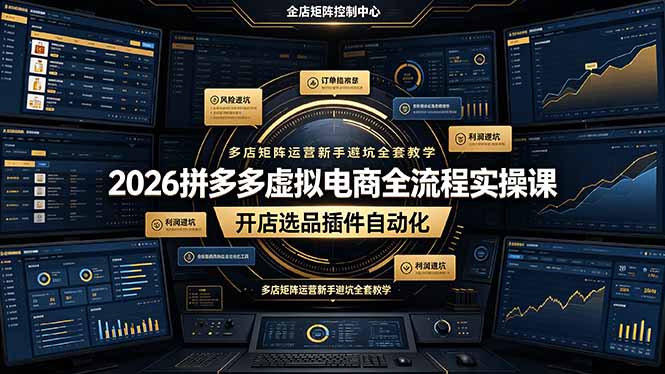 2026拼多多虚拟电商全流程实操课,开店选品插件自动化,多店矩阵运营新手避坑全套教学-摇钱树