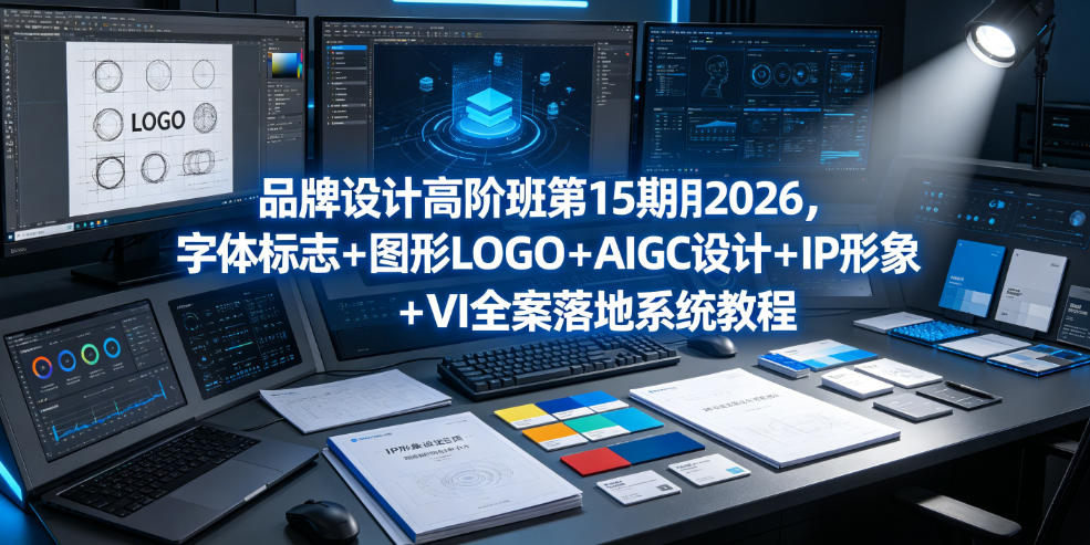 品牌设计高阶班第15期2026，字体标志＋图形LOGO＋AIGC设计＋IP形象＋VI全案落地系统教程-摇钱树