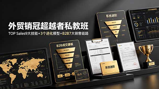外贸销冠超越者私教班：TOP Sales9大技能+3个进化模型+B2B7大销售链路，系统进阶-摇钱树