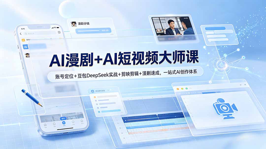 AI漫剧+AI短视频大师课：账号定位+豆包DeepSeek实战+剪映剪辑+漫剧速成，一站式AI创作体系-摇钱树