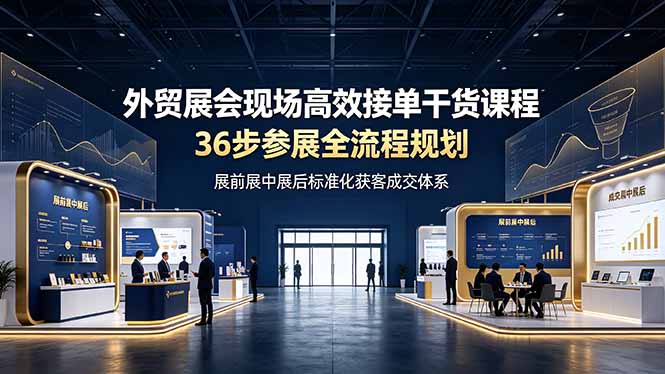 外贸展会现场高效接单干货课程,36步参展全流程规划,展前展中展后标准化获客成交体系-摇钱树
