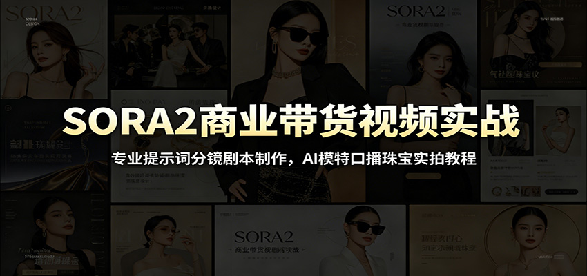 SORA2商业带货视频实战：专业提示词分镜剧本制作，AI模特口播珠宝实拍教程-摇钱树
