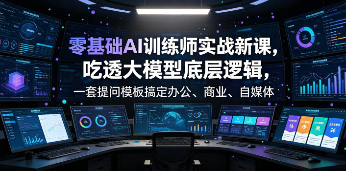 零基础AI训练师实战课,吃透大模型底层逻辑,一套提问模板搞定办公、商业、自媒体、设计、生活全场景AI落地应用-摇钱树