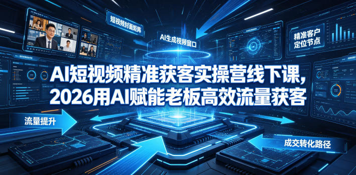 AI短视频精准获客实操营6月10-14号线下课，2026用AI赋能老板高效流量获客-摇钱树
