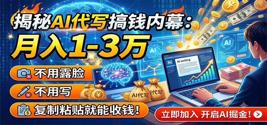 揭秘AI代写搞钱内幕：月入1-3万，不用露脸不用写，复制粘贴就能收钱！-钱眼网