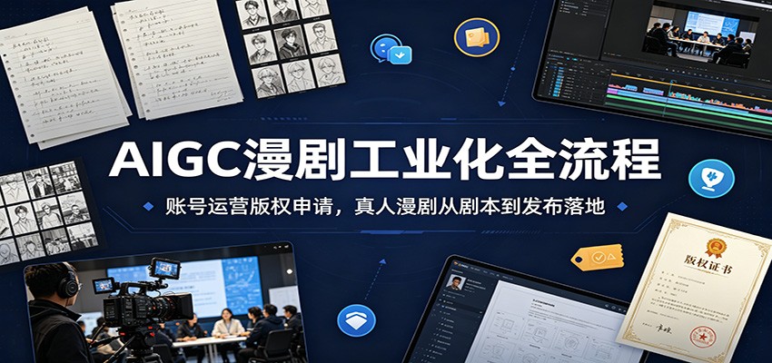 AIGC漫剧工业化全流程：账号运营版权申请，真人漫剧从剧本到发布落地-摇钱树