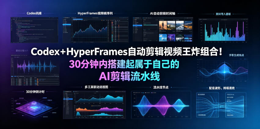 Codex+HyperFrames自动剪辑视频王炸组合!30分钟内搭建起属于自己的AI剪辑流水线(完整版实操教程手册)-摇钱树