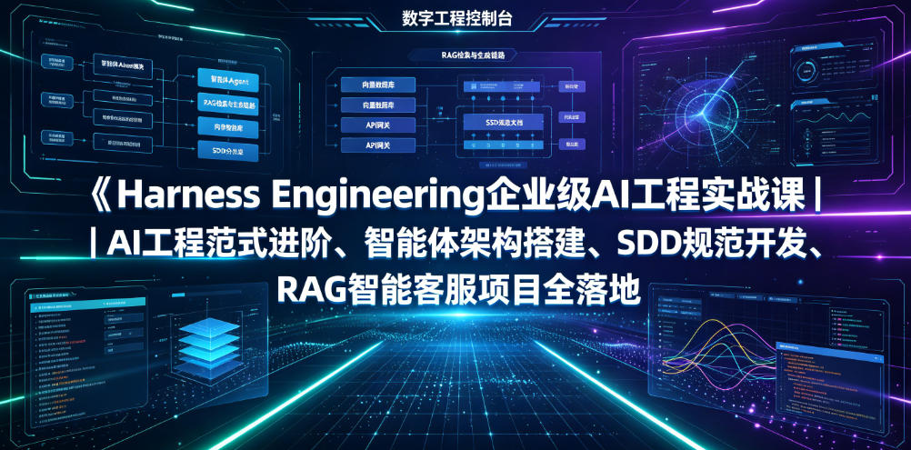 Harness Engineering企业级AI工程实战课|AI工程范式进阶、智能体架构搭建、SDD规范开发、RAG智能客服项目全落地-摇钱树