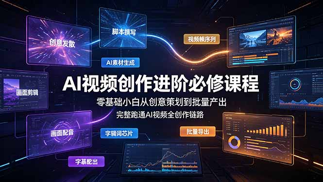 AI视频创作进阶必修课程:零基础小白从创意策划到批量产出,完整跑通AI视频全创作链路-摇钱树