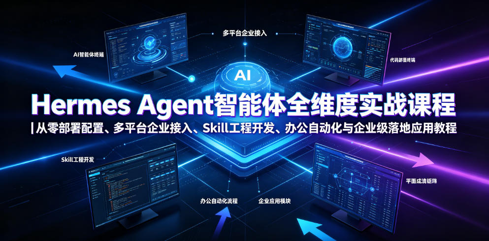 Hermes Agent智能体全维度实战课程|从零部署配置、多平台企业接入、Skill工程开发、办公自动化与企业级落地应用教程-摇钱树