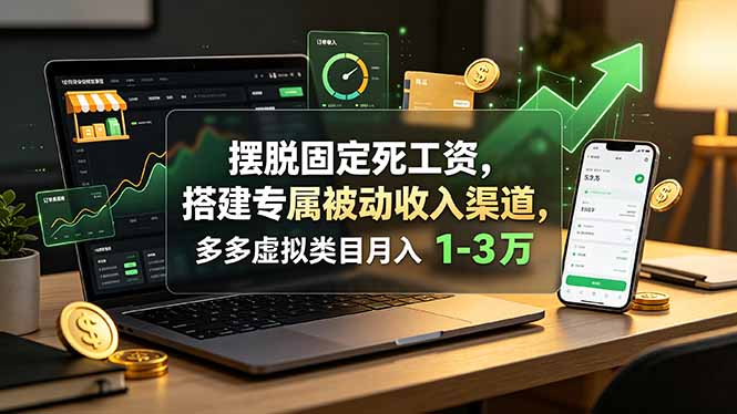 摆脱固定死工资,搭建专属被动收入渠道,多多虚拟类目月入 1-3 万-摇钱树