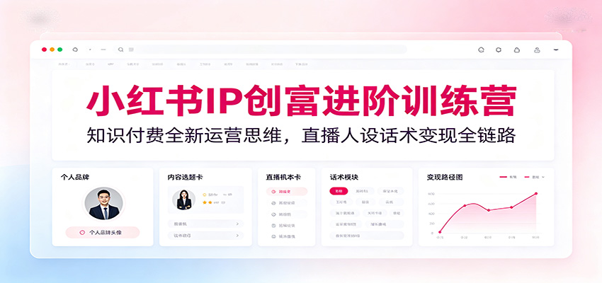 小红书IP创富进阶训练营:知识付费全新运营思维,直播人设话术变现全链路-摇钱树