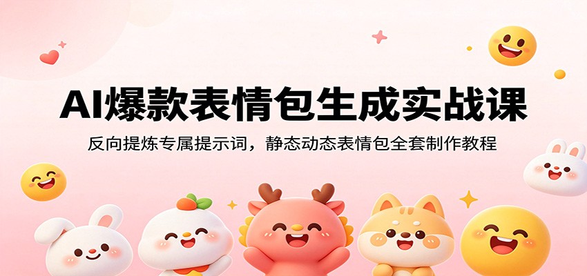 AI爆款表情包生成实战课:反向提炼专属提示词,静态动态表情包全套制作教程-徕钱快