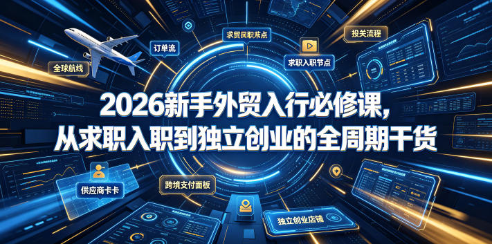 2026新手外贸入行必修课，从求职入职到独立创业的全周期干货-摇钱树