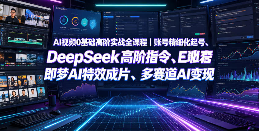 AI视频0基础高阶实战全课程｜账号精细化起号、DeepSeek高阶指令、即梦AI特效成片、多赛道AI短视频量产变现-钱眼网