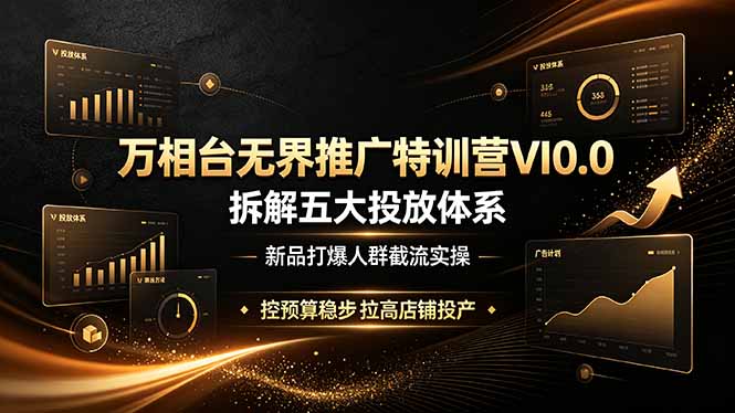 万相台无界推广特训营VI0.0,拆解五大投放体系,新品打爆人群截流实操,控预算稳步拉高店铺投产-摇钱树
