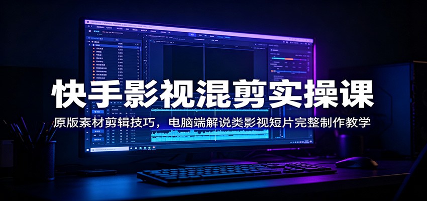 快手影视混剪实操课:原版素材剪辑技巧,电脑端解说类影视短片完整制作教学-摇钱树