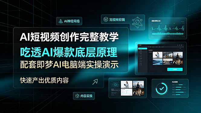AI短视频创作完整教学，吃透AI爆款底层原理，配套即梦AI电脑端实操演示，快速产出优质内容-摇钱树