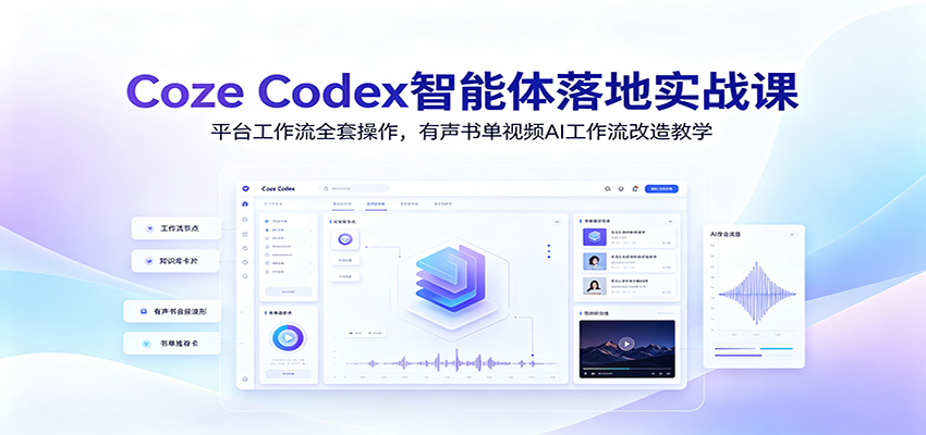 Coze Codex智能体落地实战课:平台工作流全套操作,有声书单视频AI工作流改造教学-摇钱树