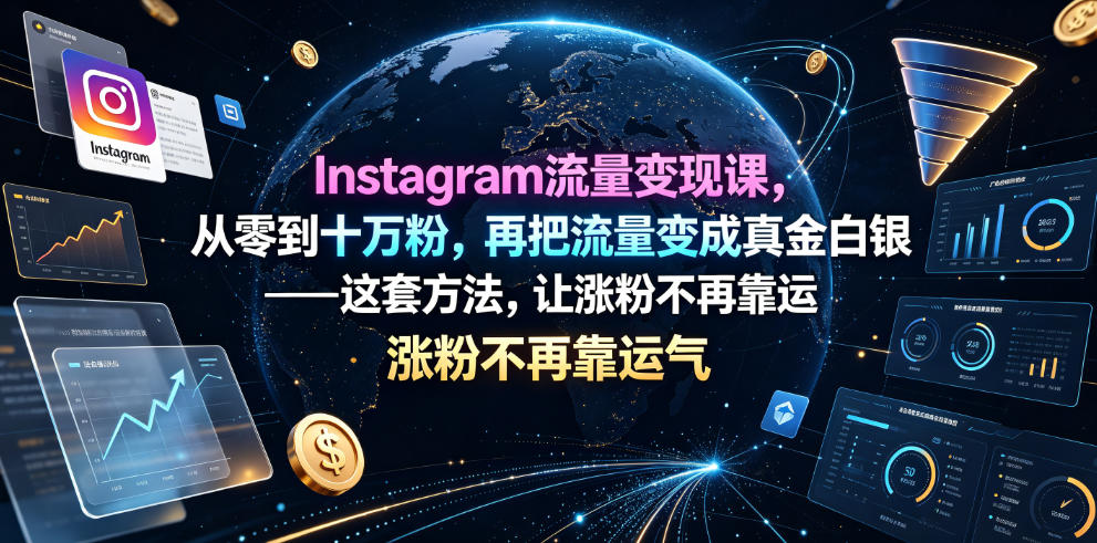 Instagram流量变现课,从零到十万粉,再把流量变成真金白银——这套方法,让涨粉不再靠运气【原创双语字幕】-摇钱树