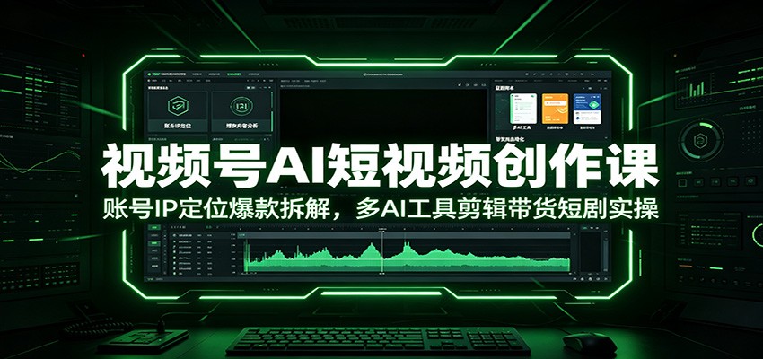 视频号AI短视频创作课:账号IP定位爆款拆解,多AI工具剪辑带货短剧实操-摇钱树