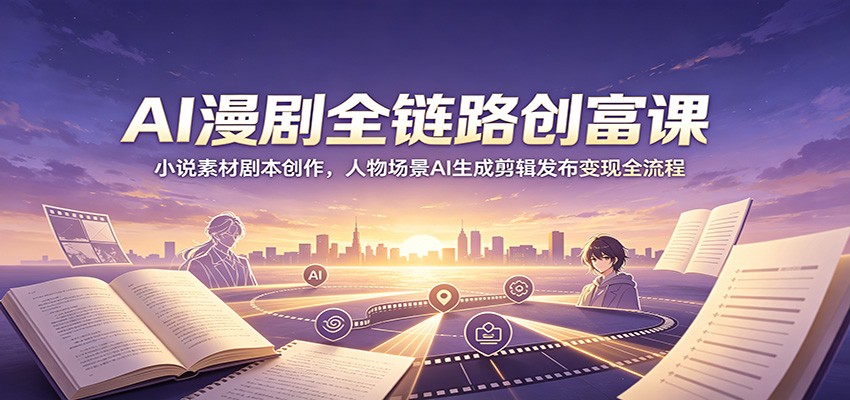AI漫剧全链路创富课：小说素材剧本创作，人物场景AI生成剪辑发布变现全流程-摇钱树