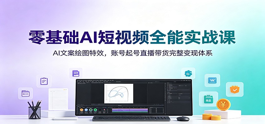 零基础AI短视频全能实战课：AI文案绘图特效，账号起号直播带货完整变现体系-摇钱树