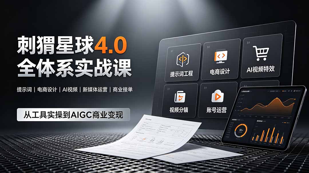 刺猬星球4.0全体系实战课，覆盖提示词工程、电商设计、AI视频特效与新媒体运营，一站式掌握AIGC商业核心技能-摇钱树