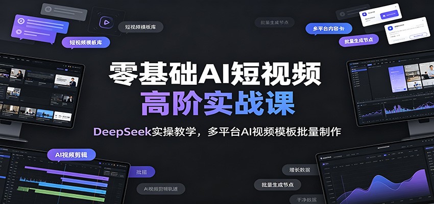 零基础AI短视频高阶实战课:DeepSeek实操教学,多平台AI视频模板批量制作-摇钱树
