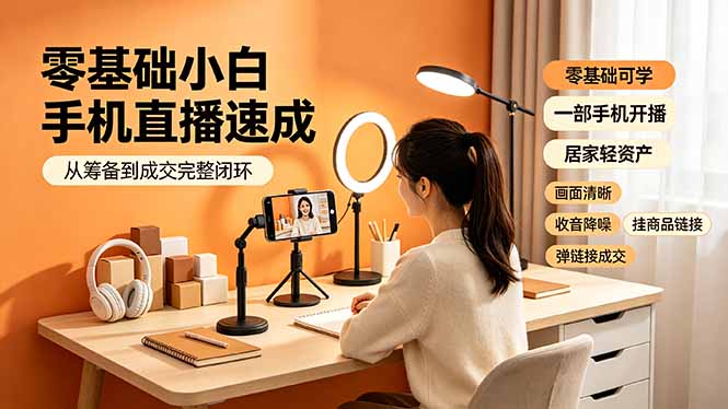 零基础小白手机直播速成,从筹备到成交完整闭环,适配苹果安卓系统,解决杂音卡顿留人难问题-摇钱树