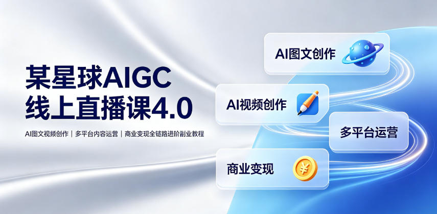 某星球AIGC线上直播课4.0|AI图文视频创作、多平台内容运营、商业变现全链路进阶副业教程-徕钱快