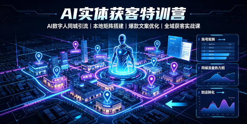 AI实体获客特训营|AI数字人同城引流、本地矩阵搭建、爆款文案优化全域获客实战课-摇钱树